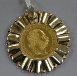 An Austrian gold coin, mounted as a pendant.