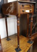 A Victorian mahogany drop flap work table, W.1ft 3in.