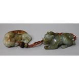 Two Chinese jade carvings of beasts