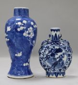 Two 19th century Chinese blue and white vases 8.5 & 6in.