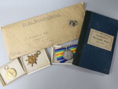 A WWI group of three medals to Captain John Frederick Moorhead RASC, with commission papers, diary