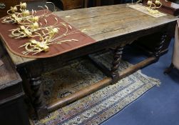 A 17th century style oak refectory table, 7ft 8in. x 2ft 10in.