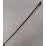 A violin bow by August Edwin Prager, nickel-mounted, stamped, L 74.5cm, 56gr