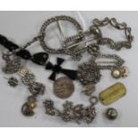 A small quantity of assorted items including antique cut steel brooches, buttons and shoe buckles.