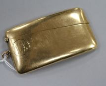 A 1920's 9ct gold concave card case, gross weight 47.2 grams, 86mm.