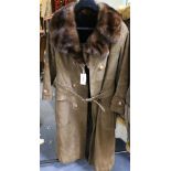 A Maduson fur-trimmed brown pigskin full-length coat