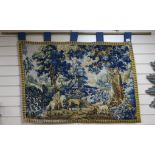 A needlework verdure tapestry, H.80cm, W.114cm