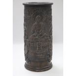 A heavy Chinese hardwood brushpot, Dia.13.5cm, H.30cm