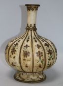 A Mughal style painted alabaster bottle vase 11in.