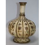 A Mughal style painted alabaster bottle vase 11in.