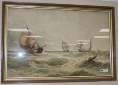 Style of T.B. HardywatercolourFishing boats at sea24.5 x 38in.