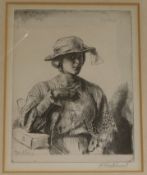 Sir Gerald BrockhurstetchingLe Casaquin de Laine, a portrait of the artists wifesigned in pencil8