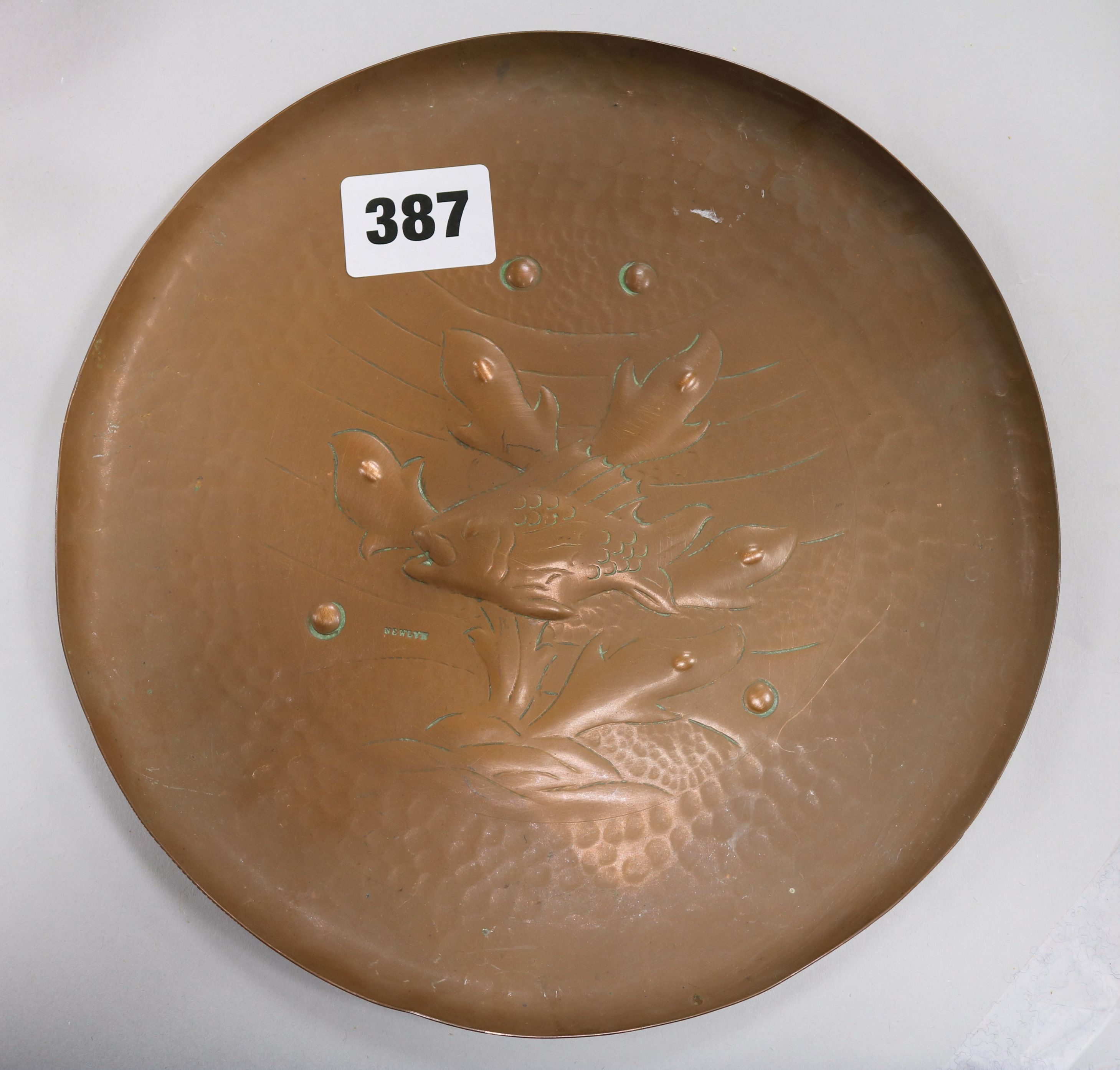 A Newyln copper 'fish' dish