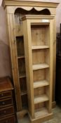 Two modern pine open bookcases, W.1ft 10in. and 1ft 4in.