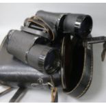 A pair of German WWII kleigs marine binoculars mounted