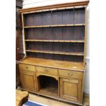 A Victorian golden oak North Country dresser, W.4ft 8in.
