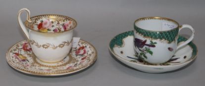 A Meissen cup and saucer and a Coalport cup and saucer 14, 14.5cm