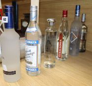 Six bottles of assorted Vodka including Cracovia, Citadelle and Stolichnaya.