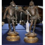 A pair of bronze figures of Renaissance gentleman