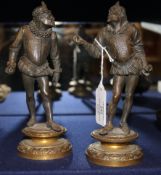 A pair of bronze figures of Renaissance gentleman