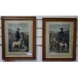 Victorian Schoolpair of coloured lithographsThe Scotch & English Gamekeepersoverall 16 x 12in. maple
