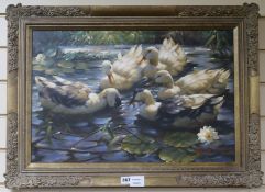 After Constantin Artzoil on canvasDucks on the water15 x 23in.