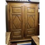 A 19th century French provincial walnut armoire, fitted a pair of lozenge-panelled doors, W.160cm