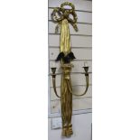 A 19th century giltwood twin branch light