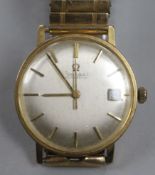 A gentleman's 1960's gold plated and steel Omega automatic wrist watch, movement c.562.