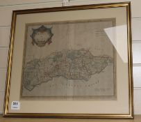 Robert Mordencoloured engravingMap of Sussex13.5 x 16.25in.