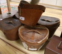 Five leather hat boxes