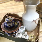 Mixed ceramics, Chinese and European and a carriage clock