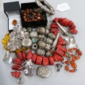 A quantity of mixed jewellery including coral, silver etc.