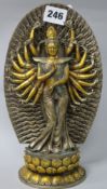 A south East asiain gilt bronze figure of a deity H.25cm