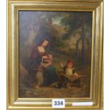 After Frederick Goodalloverpainted printMother and children in woodland8.5 x 7in.