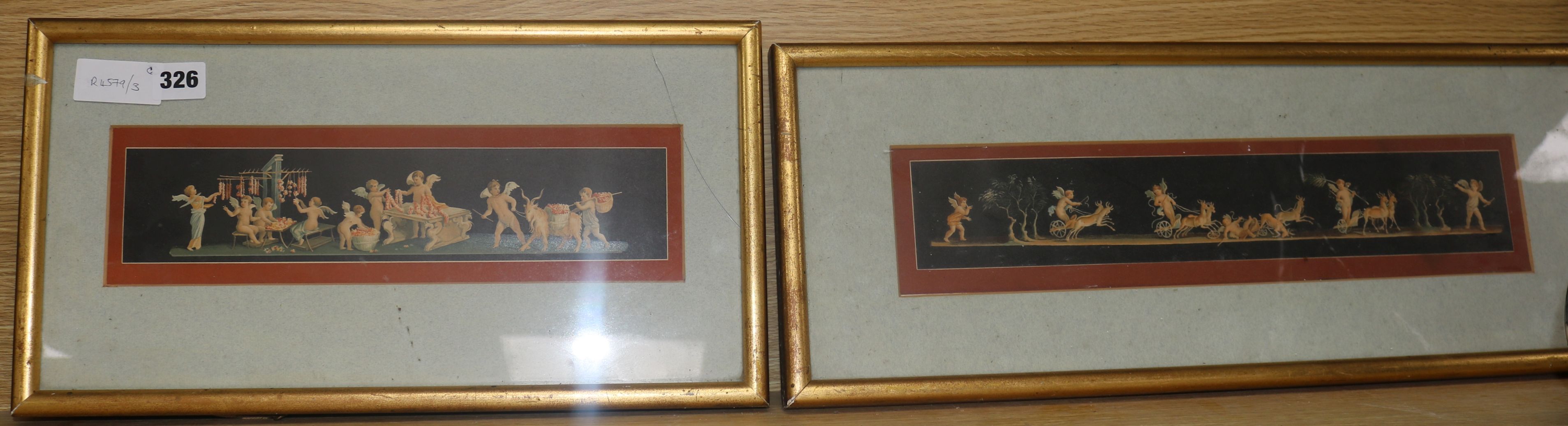 A pair of prints of amorini3.5 x 13in.