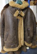 A U.S. Army leather and sheepskin flying jacket, size XXXL, bears label, 'TYPE B3/SWP NO: 2764087/