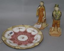 Two Royal Worcester Dickens figures, Little Nell and Bill Sykes together with a Royal Worcester dish