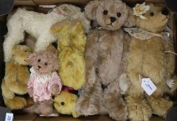 Five British Artist's Teddy Bears and a Chad Valley Terrier, the bears to include three Somethings