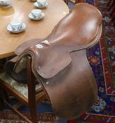 A leather saddle