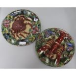 Two Palissy style dishes 34cm.