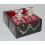 A Victorian papier mache scent casket H.11cm. W.12.5cm.