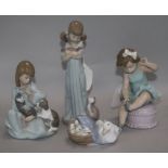 Four Lladro figures, including 'Little Ballet Girl', 5107, 'Don't Forget Me', 5743, 'Cat Nap',
