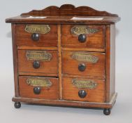 A 19th century spice cabinet 18cm. H.19cm.