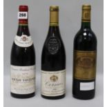 Three bottles of red wine, 1979 Vohnay Taillepieds, Premier cru, 2001 Chateau Batailley, Pauillac,