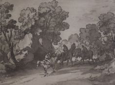 Thomas Gainsborough (1727-1788)aquatint'Wooded landscape by riders', c.1783-86, Ref: Hayes 16, final
