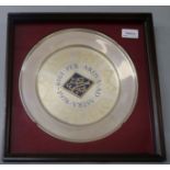 An RAF Diamond Jubilee silver salver, in box frame, with certificate.