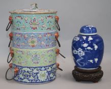 A Chinese straits tengkat tacking box and a jar and cover 22cm
