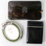 A paste set miniature frame, a card case and a cigar case