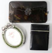 A paste set miniature frame, a card case and a cigar case